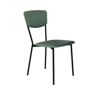 Imagem de Cadeira Fixa Estofada Vintage Retrô Urano Verde Sálvia/Preto Fosco