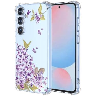 Imagem de Capa para Samsung Galaxy A56: Capa transparente unissex à prova de choque flexível TPU Slim Fit transparente para celular Samsung A56 (roxa)