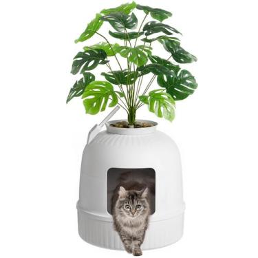 Imagem de Caixa de Areia para Gatos Hidden Plant Lifewit Branca - com Controle d