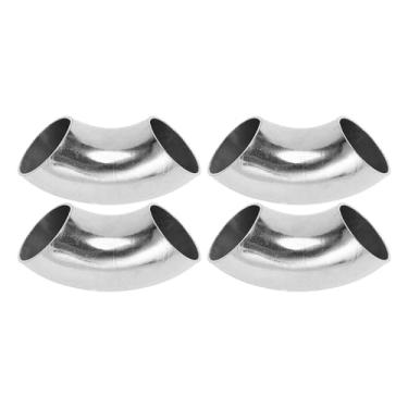 Imagem de Motoforti 4 peças 90 graus mandril curva cotovelo carro modificado tubo de escape tubulação 304 aço inoxidável tom prata
