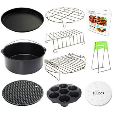 Imagem de TINMIX Acessórios Para Air Fryer De 9 Polegadas Xl 10 Pcs Com Forma Para Cupcake, Forma Para Pizza, Forma Para Assar De Silicone, Livro De Receitas, 100 Unidades De Papel Vegetal Para 5,3 Qt - 6,8 Q