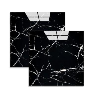 Imagem de Kit 10 Placas Adesiva Mármore 3d Auto Colante Parede 60x60cm Triboshop (Mármore Preto)