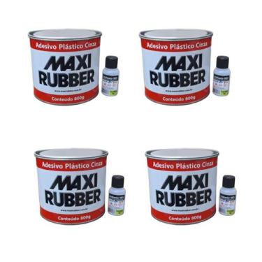 Imagem de Kit 4 Adesivo Plástico Cinza 800g Maxi Rubber Profissional - MULTINACI