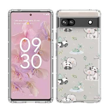 Imagem de YCJACE Capa de telefone para Google Pixel 6a capa transparente com design de elefante panda TPU macio absorção de choque fina em relevo padrão capa protetora para Google Pixel 6a - elefante panda