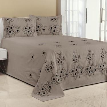 Imagem de Kit Cobre Leito Florência Casal Queen 3 Peças Piquet Bordado Avelã - B