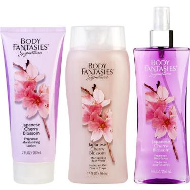 Imagem de Kit Presente Feminino Body Fantasies Japanese Cherry Blossom Spray Corporal 236 Ml&Loção 207Ml Sabonete Líquido 354
