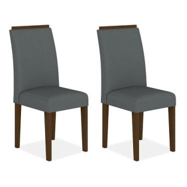 Imagem de Kit 2 Cadeiras Estofadas Londres Imbuia/cinza - Móveis Arapongas - A M