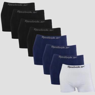 Imagem de Kit 8 Cuecas Boxer Reebok Masculina Microfibra Premium Lisa, 4 preto, 