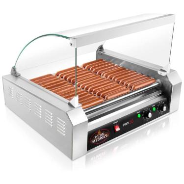 Imagem de Máquina de Hot Dog, para 30 Salsichas, 1200W, 110v, OLDE MIDWAY ROLL PRO30 CVR, Prateado