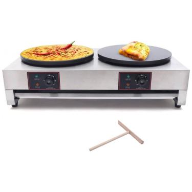 Imagem de Máquina de Crepe Elétrica Chapa Dupla antiaderente de Aço inoxidável, 3000W, 110v, GDRASUYA10, Prateado