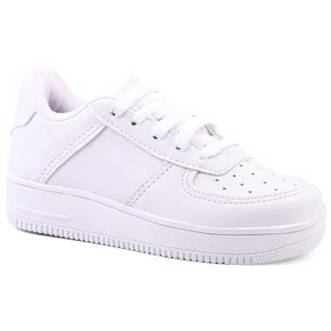 Imagem de Tenis Infantil Criança Bebe Unissex Branco Casual Escola Menina Menino Confortavel Moda Leve Passeio Dia a Dia Macio Kids (Branco, BR, Criança de 4 a 8 anos, Numérico, 32)