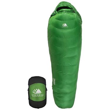 Imagem de Saco de dormir Hyke & Byke Katahdin 15 e 0 graus F 625 Poder de enchimento hidrofóbico com sintético avançado – Ultra leve 4 estações masculino e feminino bolsa de mamãe projetada para mochila, Forest Green 15F, Regular