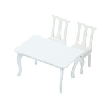 Imagem de simhoa 1:12 Mesa e cadeira de bonecas, brinquedos em miniatura de mobiliário, clássico, Dolouse Decoration Birthday Gifts Hobby Crafts for Kids