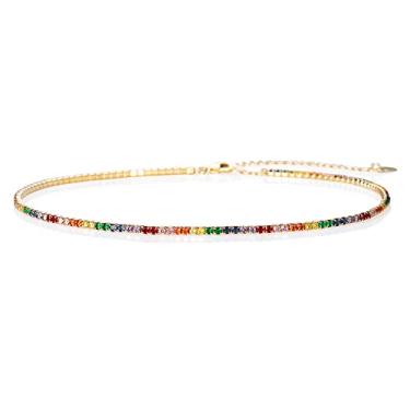 Imagem de namana Colares femininos delicados, elegantes de prata esterlina 925 com pedras de zircônia cúbica transparentes ou multicoloridas, joias de prata esterlina para mulheres, Prata esterlina, Zircônia