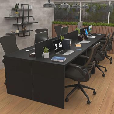 Imagem de Estação de Trabalho Mesa Plataforma Escritório 1200x600 6 Lugares