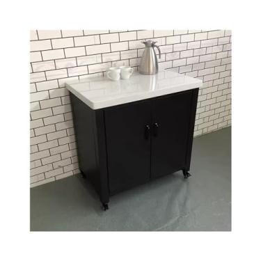 Imagem de Carrinho de Armazenamento Mesa de ilha de cozinha móvel mesa de cozinha rack de armazenamento mesa de jantar aberta família aparador Carrinho de Armazenamento