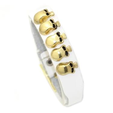 Imagem de Heavstjer Pulseira de liga punk rock, cravejada, cravejada, com fivela de cinto, pulseira de couro fino, liga metálica, Sem Pedra Preciosa