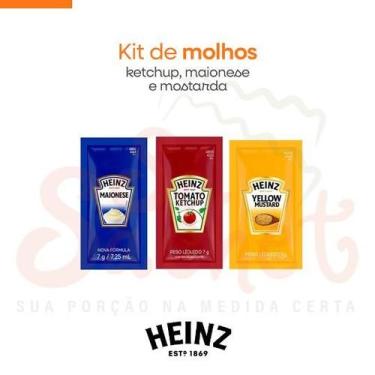 Imagem de Kit ketchup + maionese + mostarda heinz sachê caixa c/ 144 unidades