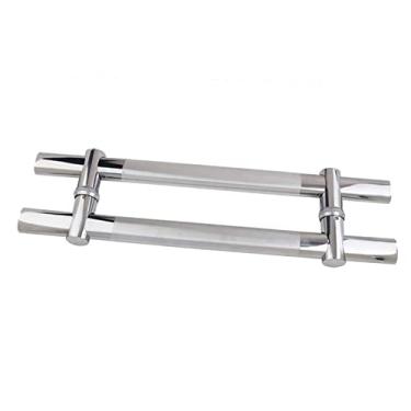 Imagem de Maçaneta de porta de correr de celeiro, puxadores de porta de empurrar de chuveiro de casa de banho de aço inoxidável de alta resistência, botões de porta de vidro dos dois lados, apoio de braços com