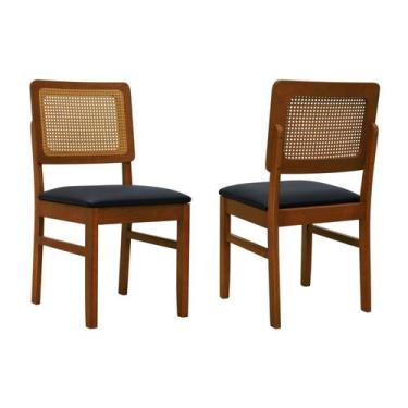 Imagem de Kit 2 Cadeiras Lyon Madeira Maciça Encosto Telinha Assento Estofado Co