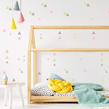 Imagem de Adesivo de Parede Triangulos Verde, Cinza e Rosa 91un