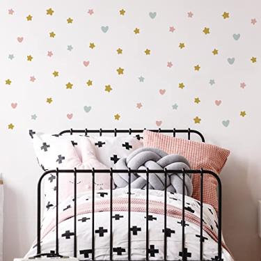 Imagem de Adesivo de Parede Estrelas e Corações 58un Cobre 2m²