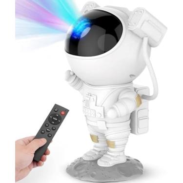 Imagem de Luminária Astronauta Projetor de Luz Estrela e Galáxia com LED, Controle Remoto e Temporizador