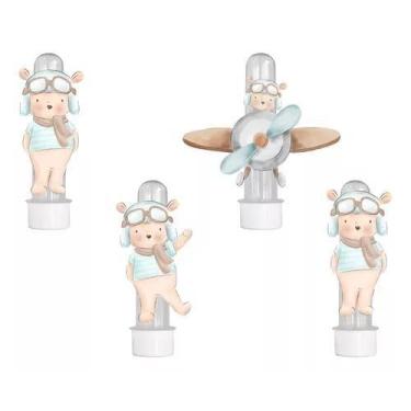 Imagem de 20 Tubetes 3d Personalizado Lembrancinha Ursinho Aviador Aquarela - Ba