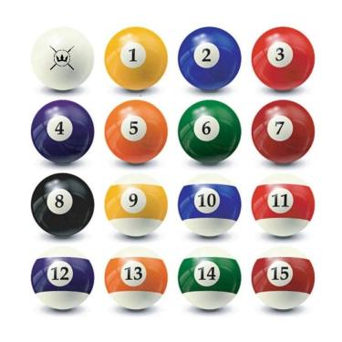 Imagem de Bola de Sinuca Avulsa Rei dos Tacos 50 mm Faixada (Numerada)