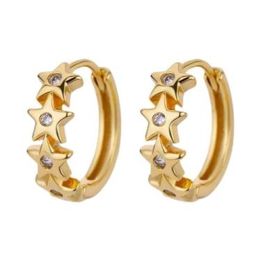 Imagem de Brincos de Argola Redondos Vintage Banhados a Ouro - Aço Inoxidável pa