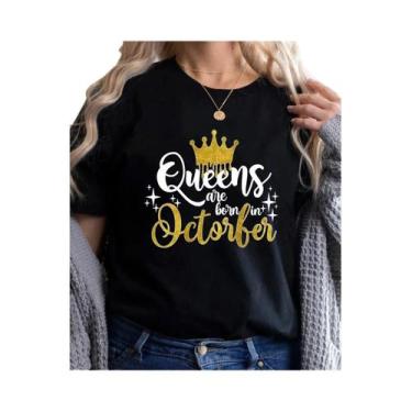 Imagem de Camiseta Feminina Golden Crown Queen - Estampa Gráfica - Presente de A