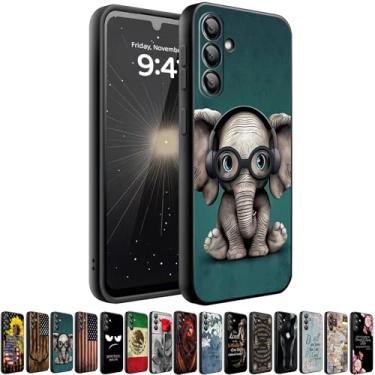 Imagem de HQUSZPT Capa compatível com Samsung Galaxy S25 Edge 5G, capa protetora fina à prova de choque para Samsung Galaxy S25 Edge 5G, elefante fofo com fones de ouvido