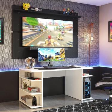 Imagem de Mesa Gamer Madesa e Painel para até 65 Polegadas Branco