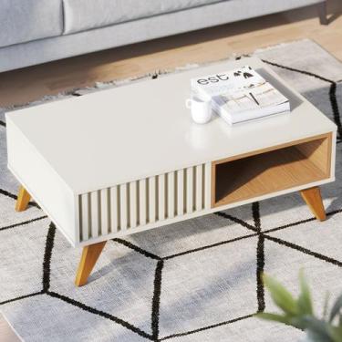 Imagem de Mesa de Centro Lagos 1 Nicho Off White/Freijó - Pnr Móveis, Bege, Mode