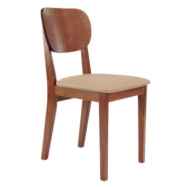 Imagem de Cadeira Bahia em Madeira Maciça Tauarí Tramontina Amêndoa Estofado Bege