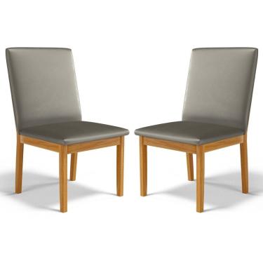 Imagem de Kit Com 2 Cadeiras Daniela Madeira Maciça Estofada Para Mesa De jantar
