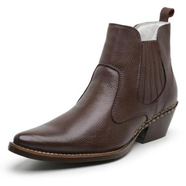 Imagem de Bota Masculina Texana Cano Curto -BICO FINO- Couro - LOJA RPERONI, 37