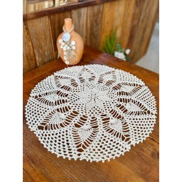 Imagem de Toalha De Mesa Abacaxi Barbante Fino P 65cm Crochê Artesanal - Maria C