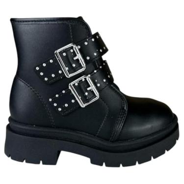 Imagem de Bota Coturno Salto Tratorado Fivela Strass Menina Molekinha (Preto, BR, Criança de 4 a 8 anos, Numérico, 26)