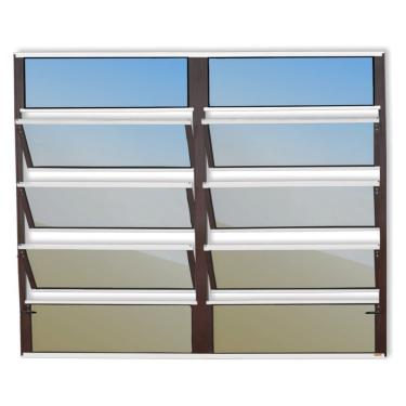 Imagem de Janela De Aluminio Basculante 2 Seções Plus Vidro Reflex 100cm X 200cm Brimak Mix Corten