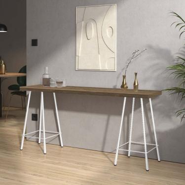 Imagem de Mesa Aparador Buffet Balcão Pam 90 Cm Industrial Ferro Branco Tampo 100% Mdf Rústico - Amey Decor
