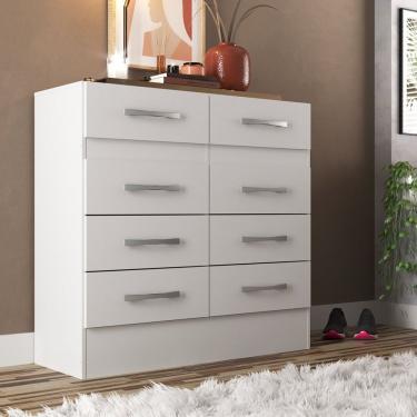 Imagem de Cômoda Roupeiro Grande 8 Gavetas Imperatriz Branco