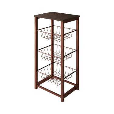 Imagem de Fruteira De Chão Cozinha Desmontada Aço Cobre Tampo Amêndoa Madri Cor: Marrom