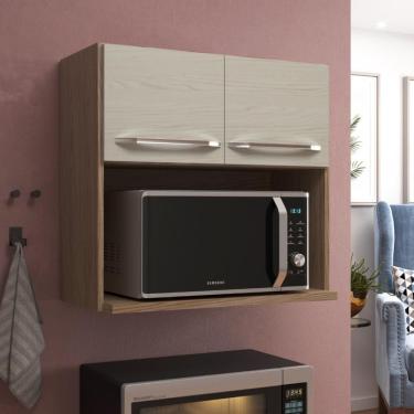 Imagem de Armário Aéreo Modulado Para Microondas Fidelitá Paris 70cm 2 Portas Nogal/salinas