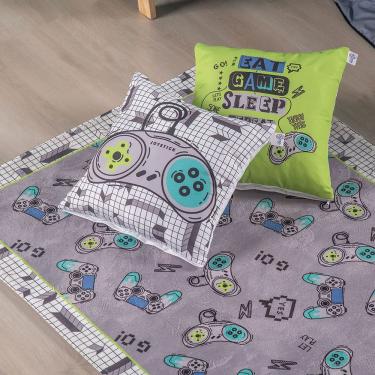 Imagem de Kit Tapete Estampado Com Capas De Almofadas 3 Peças Game Juvenil 100% Poliéster