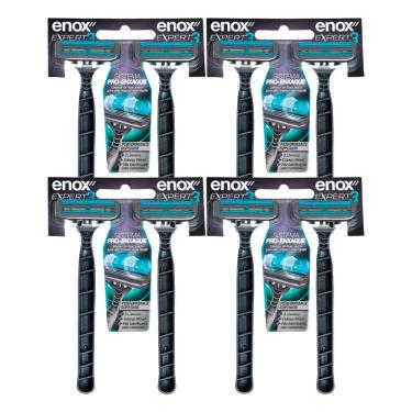 Imagem de Kit 8 Aparelho De Barbear Descartável Barbeador 3 Lâminas Enox Expert