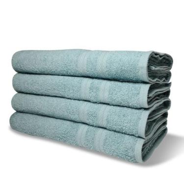 Imagem de Kit 4 Toalhas De Banho 430g m² Grande Super Grossa 80x150cm Itália Soft Verde