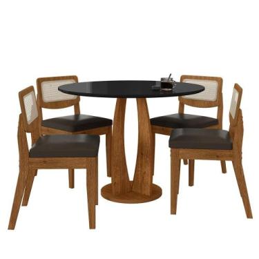 Imagem de Mesa Redonda Camogli 4 Cadeiras Sextavadas Freijó/pto/corin Marr - M.a