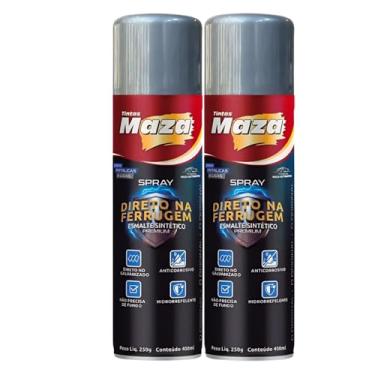 Imagem de Kit 2 Tintas Direto Direto na Ferrugem 250gr Maza Esmalte Spray Esmalte Sintético Premium (Grafite Metalizado)
