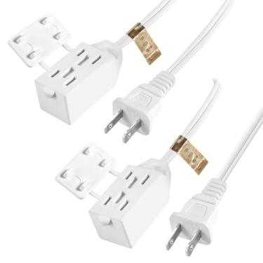 Imagem de FiiMan Cabo De Extensão Com 3 Saídas E Múltiplas Saídas, Certificado Pela Ul, Spt-2, 16 Awg, 2 Pinos, Tampas Segurança Para Régua Energia, Nema 1-15P A 1-15R, 13 A, 1625 Watts, Branco (2, 10 Pés)